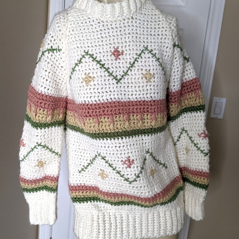 𝅺vintage chunky knit grandma handmade sweater